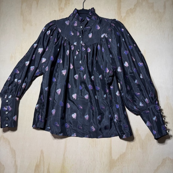 Tuckernuck Tops - Tuckernuck Metallic Floral Jacquard High Neck Blouse – Size M